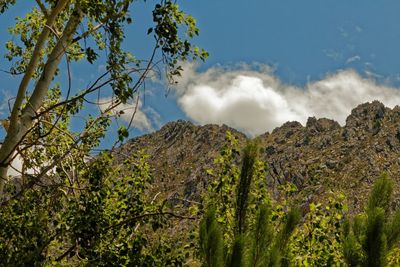 Low angle view of panoramic shot of land against sky