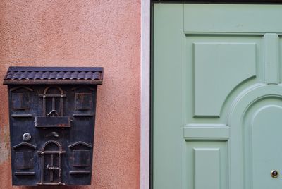 Closed door of building