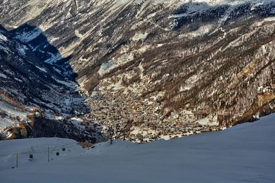 Zermatt aerial view of snowcapped mountain