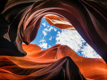 Low angle view of rock formations against sky