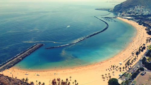 High angle view of people on beach