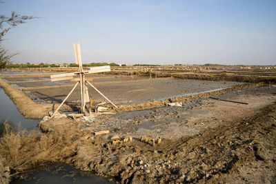 Scenic view of field against clear sky