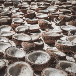 Full frame shot of dried coconuts