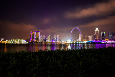 Illuminated city at night