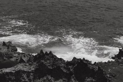 High angle view of sea waves