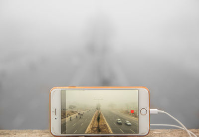 View of camera on mobile phone