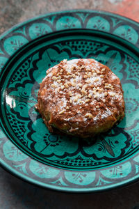 Close-up of cake served in plate