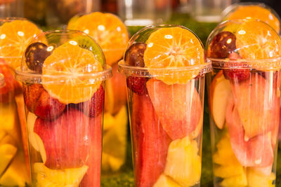 Close-up of fruits in glass