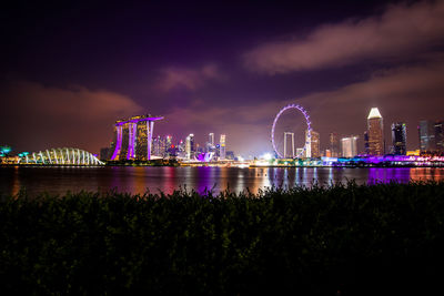City lit up at night