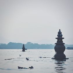 West lake against clear sky