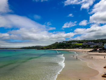 Scenic view of beach against sky