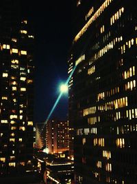 Illuminated buildings at night