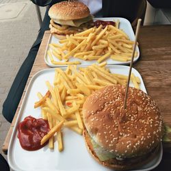 Close-up of food served on table