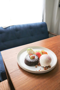 High angle view of breakfast on table