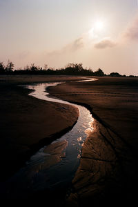 View of lake at sunset