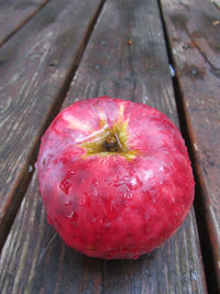 High angle view of apple on table
