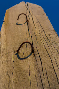 High angle view of wooden plank