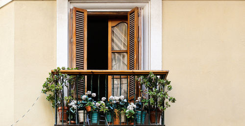 Typically decorated balcony of old town house, andalusia, spain