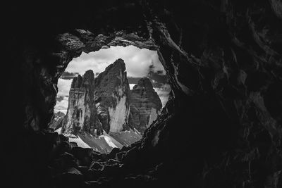 Panoramic view of rock formations in cave