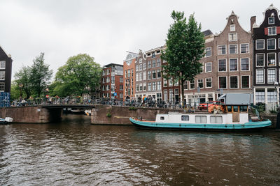 View of boats in canal