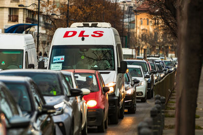 Traffic on road in city