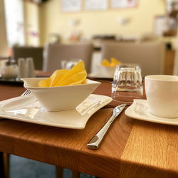 Close-up of food on table