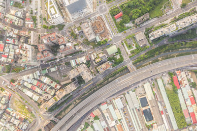 High angle view of buildings in city