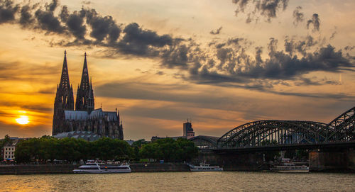 The city cologne or koeln in germany nrw europe during the sunset timeline