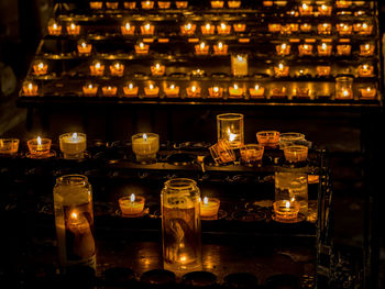 Close-up of illuminated candles