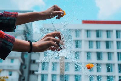 Water splashing in swimming pool