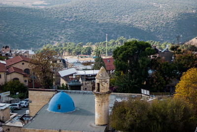 High angle view of townscape against sky