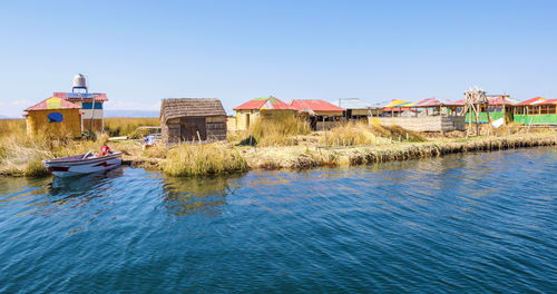 Peru, titicaca lake ,  houses on floating island