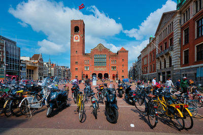 Beursplein square and beurs van berlage building in amsterdam, netherlands