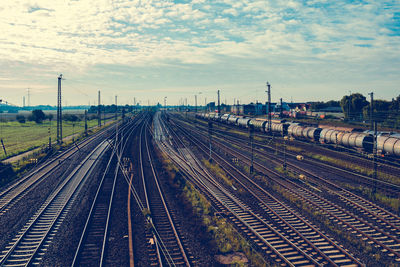 High angle view of railroad tracks