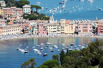 High angle view of sestri levante's famous baia del silenzio 