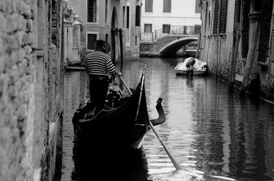 Rear view of gondolier