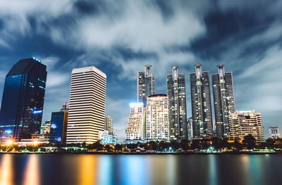 Panoramic view of city buildings against sky