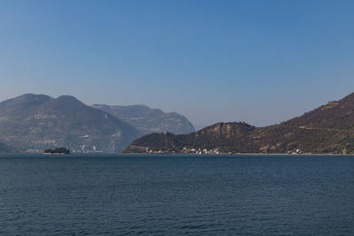 Scenic view of sea against clear sky