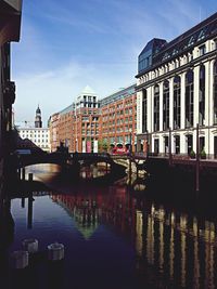 View of canal in city