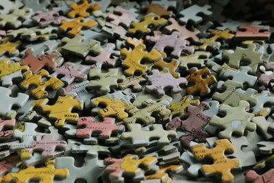 Full frame shot of jigsaw puzzle pieces