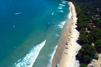 High angle view of people on beach