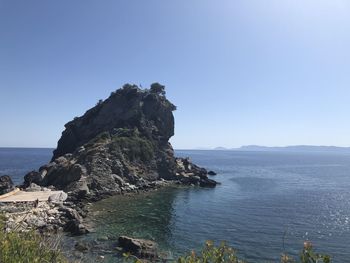 Scenic view of sea against clear sky