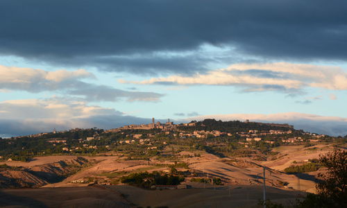 Aerial view of city against sky