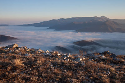 Aerial view of mountain range