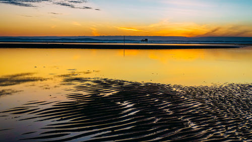 Scenic view of sea during sunset