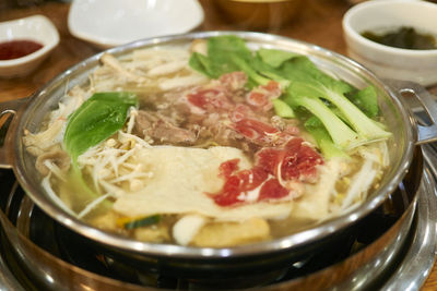 Close-up of soup in bowl