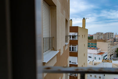 High angle view of buildings in town