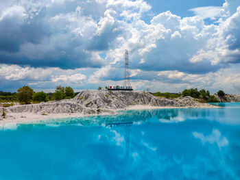 View of kulong biru against cloudy sky