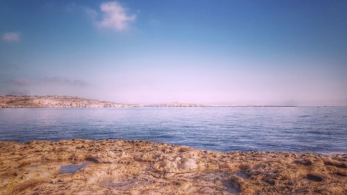 Scenic view of sea against clear sky