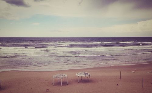 Scenic view of beach against sky